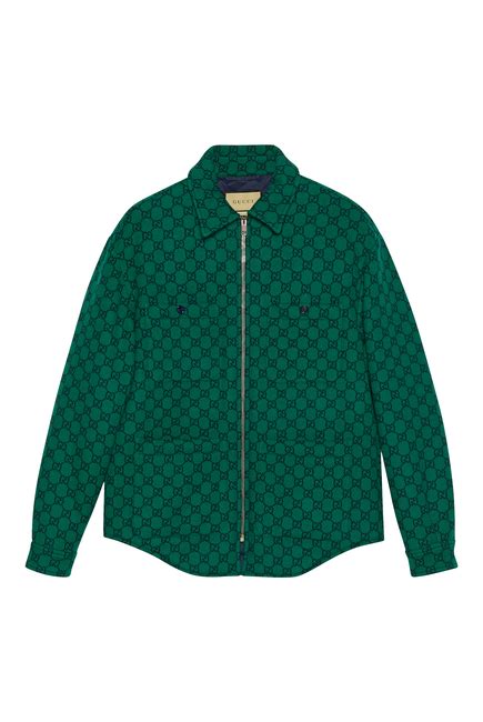 Gucci GG wool flannel padded overshirt.